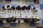 students eating in cafeteria